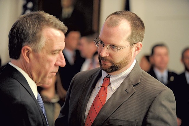 Jason Gibbs (right) with Gov. Phil Scott - FILE: JEB WALLACE-BRODEUR