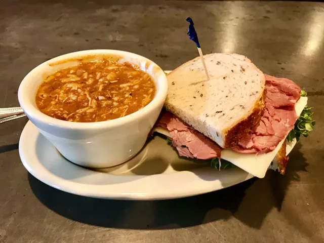 Soup and sandwich at Maxi's - SALLY POLLAK