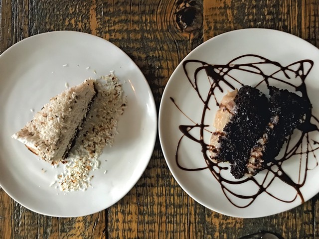 Coconut cream pie and German chocolate cake at Revolution Kitchen - SALLY POLLAK