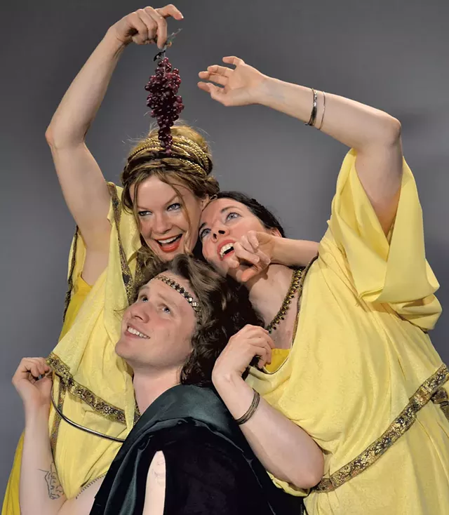From left: Chris Caswell, Sean Martin and Blythe Usher in O, Caligula! in 2015 - COURTESY OF SAINTS & POETS PRODUCTION COMPANY