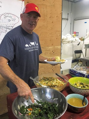 Bruce Hennessey serving up a fried chicken dinner at Maple Wind Farm - COURTESY IMAGE