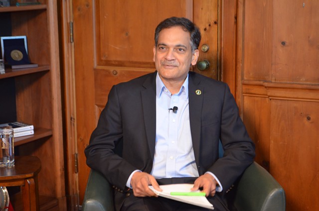 University of Vermont president Suresh Garimella in his office Monday - MOLLY WALSH