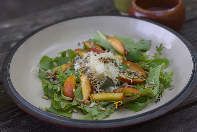 Salad with nectarines, gouda and sunflower seeds - PHOTO COURTESY OF SUZANNE PODHAIZER