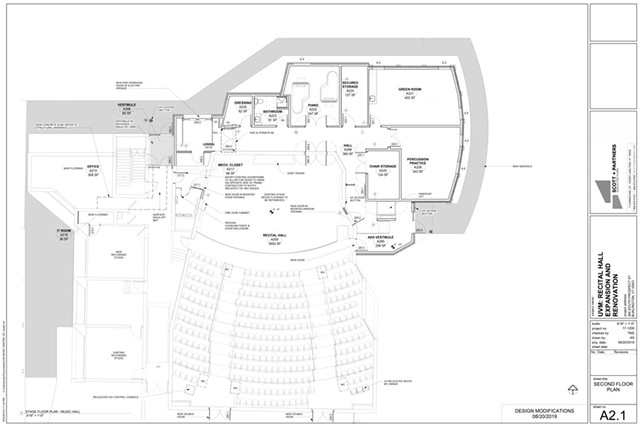 UVM Recital Hall, proposed second-floor plan - COURTESY OF SCOTT + PARTNERS ARCHITECTURE