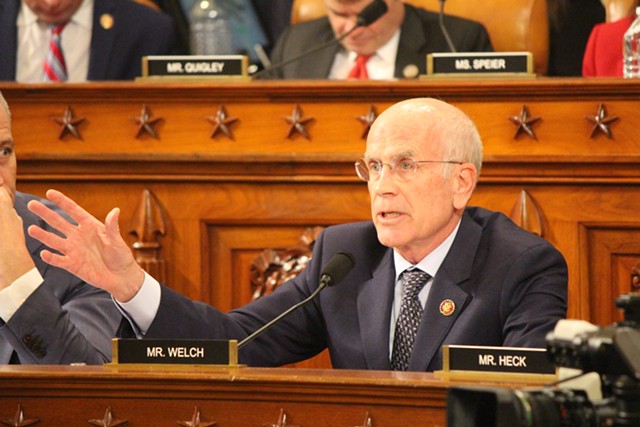 Rep. Peter Welch speaking during the House Intelligence Committee's impeachment inquiry on Wednesday - PAUL HEINTZ
