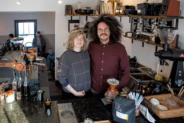 Matthew and Alessandra Delia-Lôbo in Royal Oak Coffee - CALEB KENNA