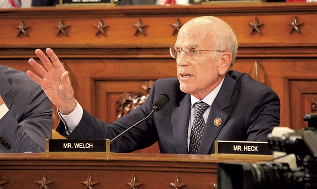 Rep. Peter Welch at the House impeachment hearings - PAUL HEINTZ