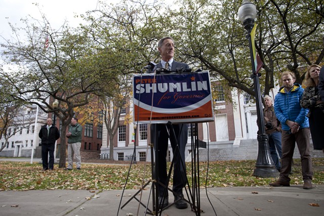 Gov. Peter Shumlin in Burlington City Hall Park in November 2014 - FILE: MATTHEW THORSEN
