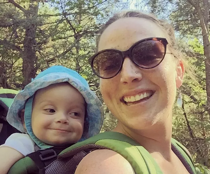 Madelyn Linsenmeir with her son
