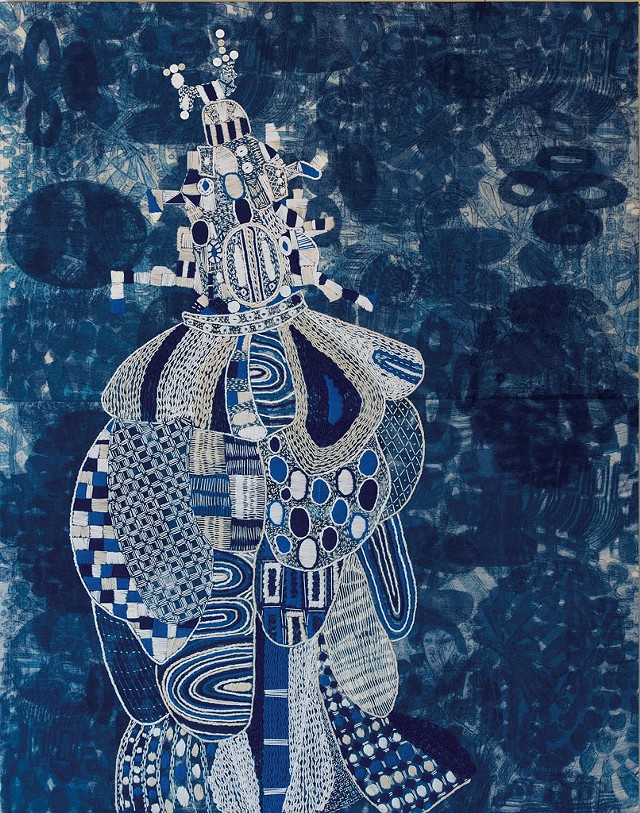 "Blue Isabelle" by Sarah Amos - "Boneyard" by Chris Groschner - COURTESY OF BURLINGTON CITY ARTS