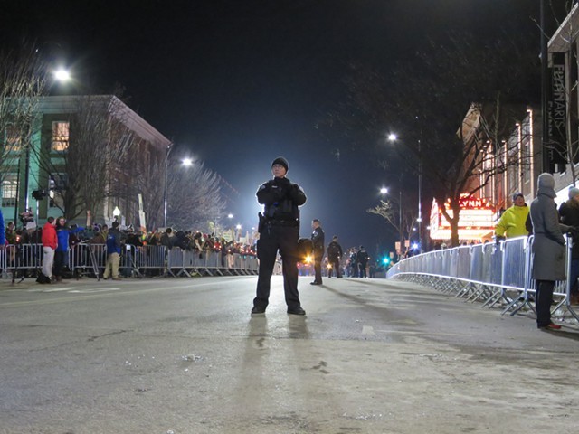 A Burlington police officer on Main Street during the Trump rally - FILE: MATTHEW THORSEN