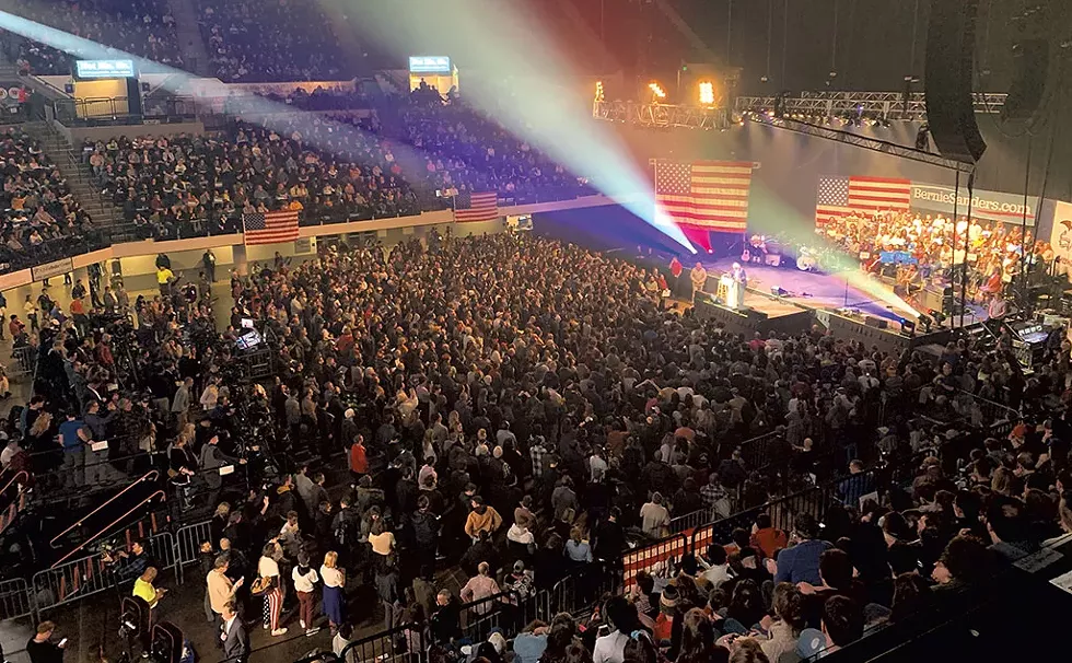 Sen. Bernie Sanders at a rally in Cedar Rapids - PAUL HEINTZ