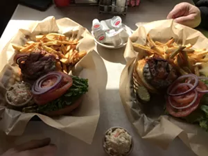 Bacon cheeseburgers with fries at Parkway Diner - SALLY POLLAK