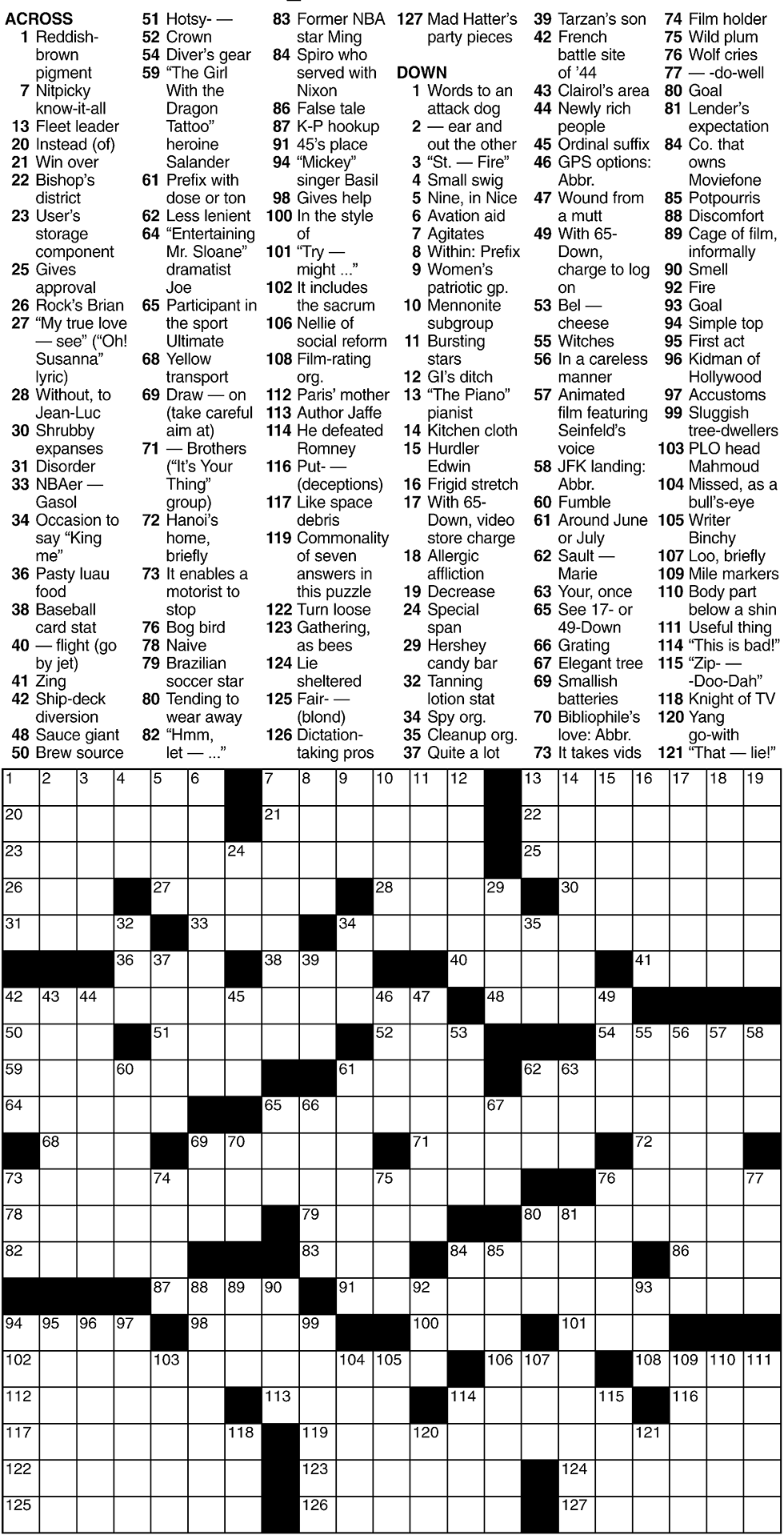 Crossword: The Thin The Flat and The Round (4/1/20) Crossword