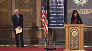 A Georgetown University student introduces Sen. Bernie Sanders - GEORGETOWN UNIVERSITY