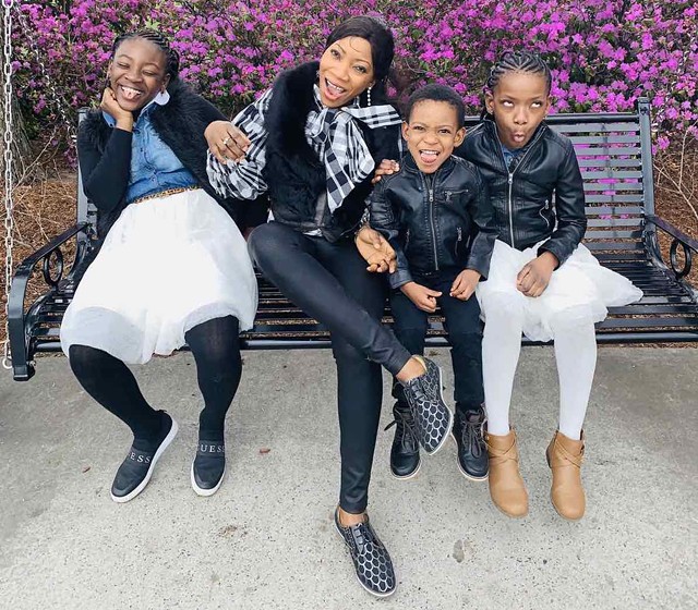 Francine Kasongo and her three children, from left: Alcina, Ariel and Andrea - COURTESY OF FRANCINE KASONGO