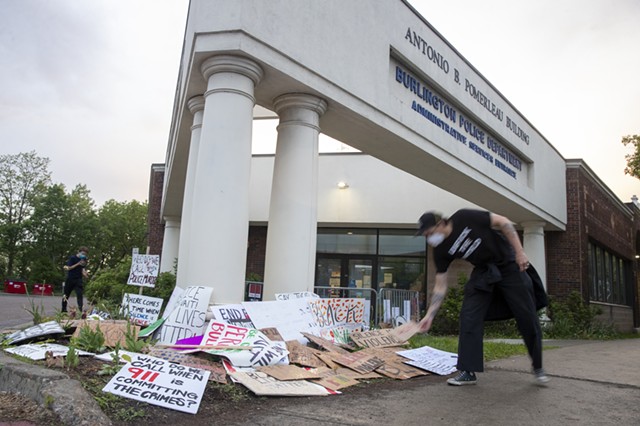 Outside the Burlington Police Department after a May 30 protest - FILE: JAMES BUCK
