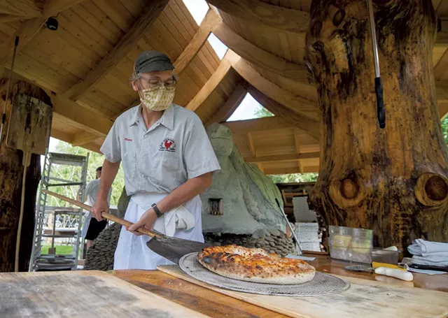 Randy George making pizza at Red Hen Baking - JEB WALLACE-BRODEUR