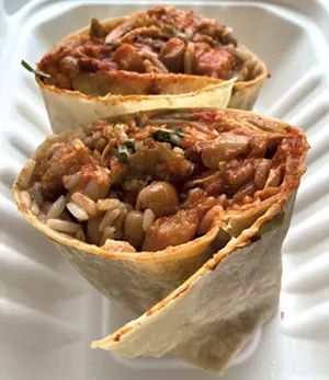 Bean burrito and brisket burrito from Little Gordo - MARGARET GRAYSON ©️ SEVEN DAYS