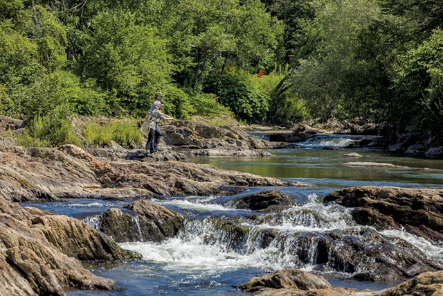 Stephanie Olsen leading a fly-fishing tour in Stowe - OLIVER PARINI