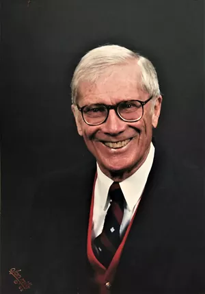 Clem Holden wearing the tie given to him by the Canadian Union of Postal Workers - COURTESY PHOTO