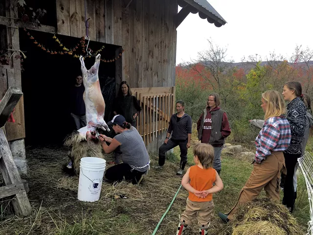Slaughterer Mary Lake working on a farm in Lincoln in 2018 - MELISSA PASANEN ©️ SEVEN DAYS