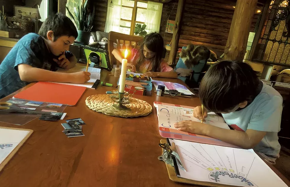 The Becker kids homeschooling - COURTESY OF RANDI BECKER