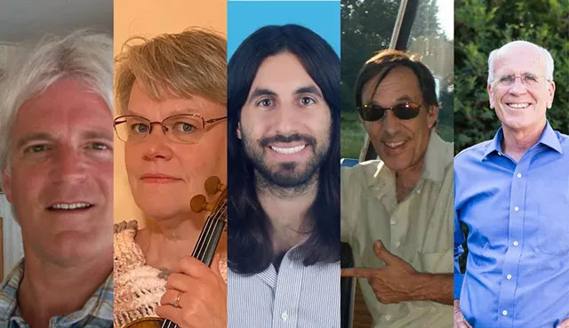 Peter R. Becker (I); Miriam Berry (R); Christopher Helali (Communist Party); Jerry Trudell (I); Peter Welch (D) - COURTESY PHOTOS