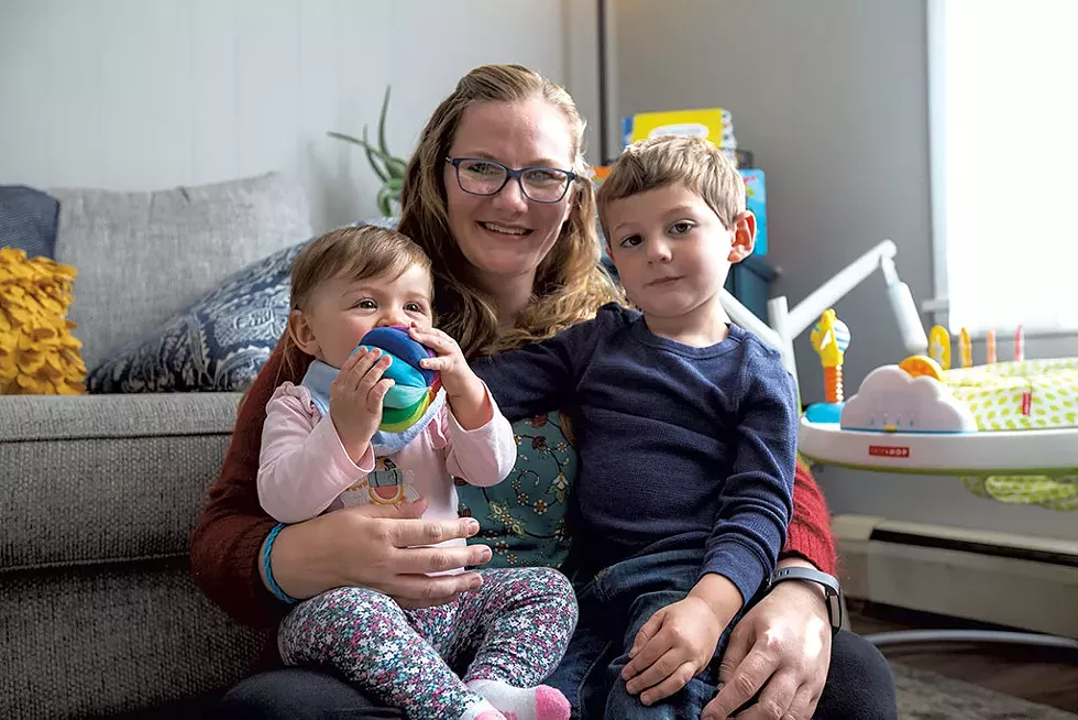 Danielle Hume with her children Skylar (left) and Corbin Houghton - ADAM LUKOWSK