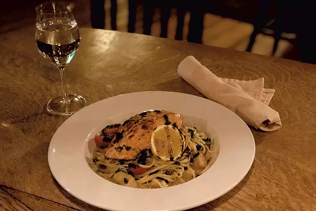 Citrus-marinated Faroe Island salmon over linguini at Black Lantern Inn - COURTESY OF BLACK LANTERN INN