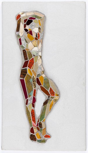 Mary Lacy's "Small Figure II," made out of dishes, grout and cement on board - COURTESY PHOTO