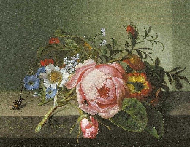 "Still Life With Rose Branch, Beetle and Bee" by Rachel Ruysch - ARTWORK COURTESY OF ERIKA GAFFNEY/KUNSTMUSEUM BASEL