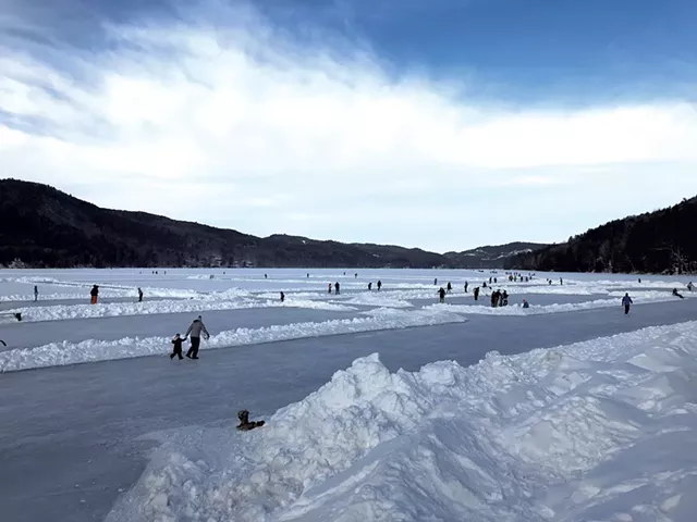 Small skating rinks on the lake - COURTESY OF LAKE MOREY RESORT