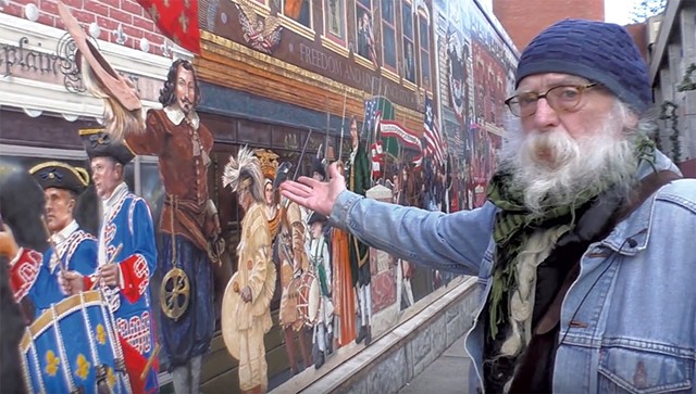 Albert Petrarca by the "Everyone Loves a Parade!" mural - COURTESY OF CHANNEL 17