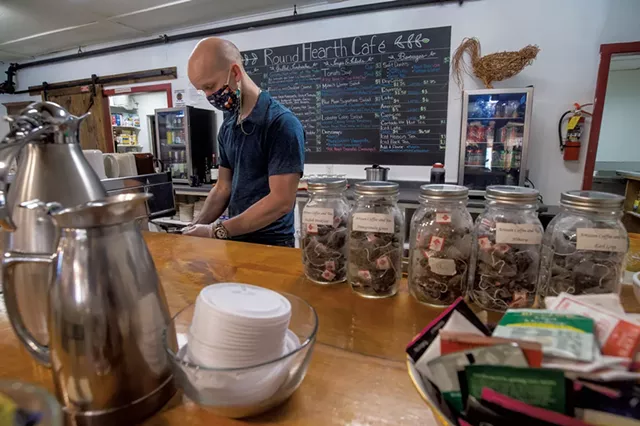 Chris Vigneau making coffee - JEB WALLACE-BRODEUR