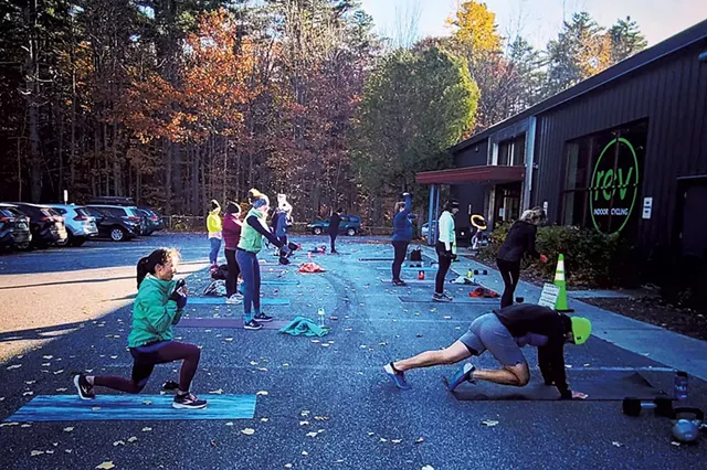 Outdoor fitness class with REV Indoor Cycling - COURTESY