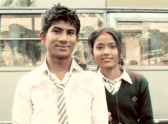 Jeetan Khadka and Shreepali Rajbanshi when they were students in Nepal - COURTESY