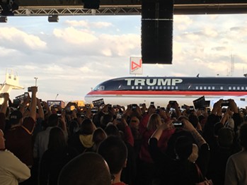 Donald Trump's plane Monday at Youngstown-Warren Regional Airport in Ohio - PAUL HEINTZ