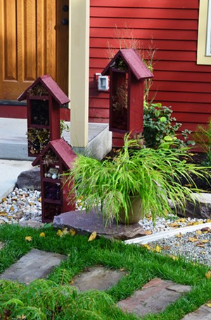 Garden insect hotels in a front yard habitat - COURTESY OF SILVIA JOPE