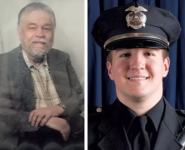 Ralph "Phil" Grenon and Officer David Bowers - COURTESY OF WCAX-TV | BURLINGTON POLICE DEPARTMENT