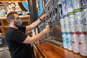 Joe Lemnah in Burlington Beer's current Williston taproom - FILE: DARIA BISHOP ©️ SEVEN DAYS