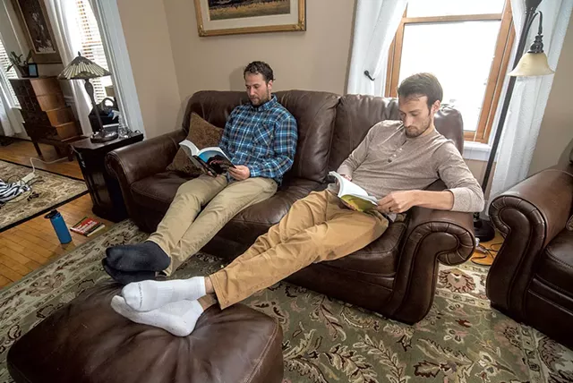 Rory (left) and Ryan Van Tuinen in their home in Waterbury - JEB WALLACE-BRODEUR
