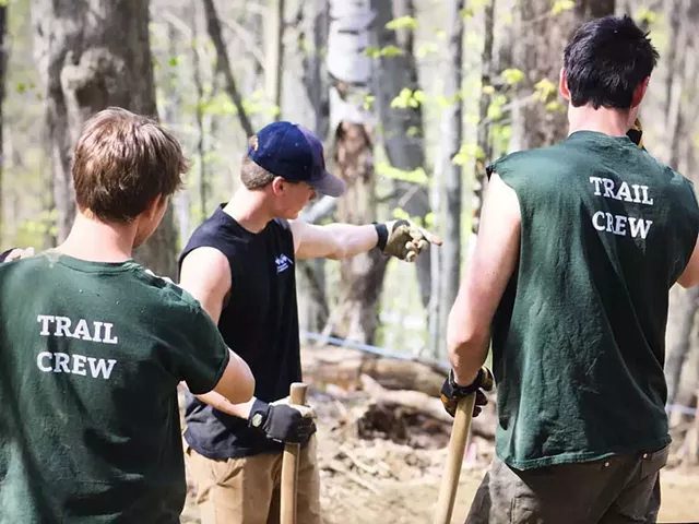 A crew building Cochran's mountain biking trails - COURTESY OF BETSY CABRERA