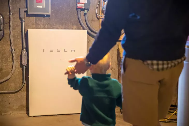 The Tesla battery storage in the Fink's basement - JAMES BUCK