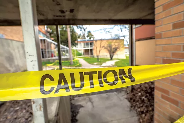 Safety tape at Burlington High School - LUKE AWTRY