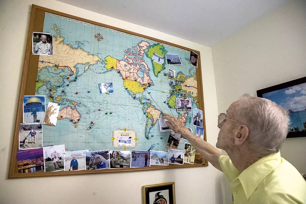 Dick Boera's map of world travels during and after World War II - JAMES BUCK
