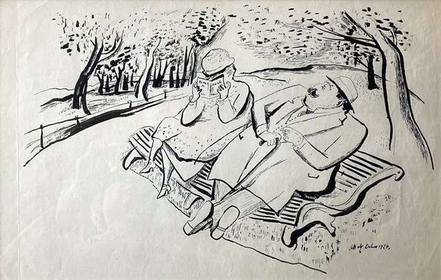 "Untitled (Couple in Park)" by Adolf Dehn - COURTESY OF BUNDY MODERN