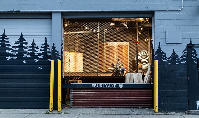 A view inside the cages at Burly Axe Throwing - LUKE AWTRY