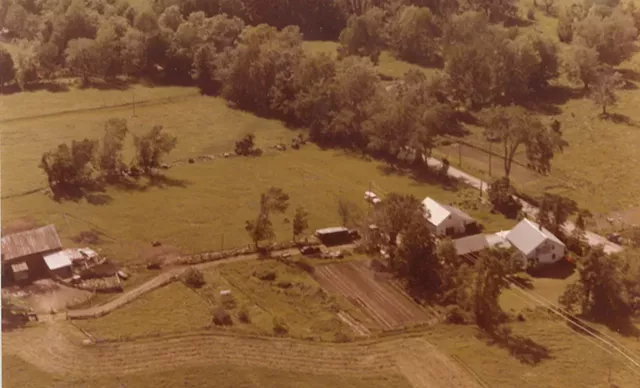 Aerial view of the Hinesburg farm on June 14, 1979, minutes before the plane crashed in to the trees below - COURTESY OF PHIL GIANELLI