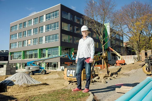 Doug Nedde at a construction site on Pine Street in Burlington - OLIVER PARINI